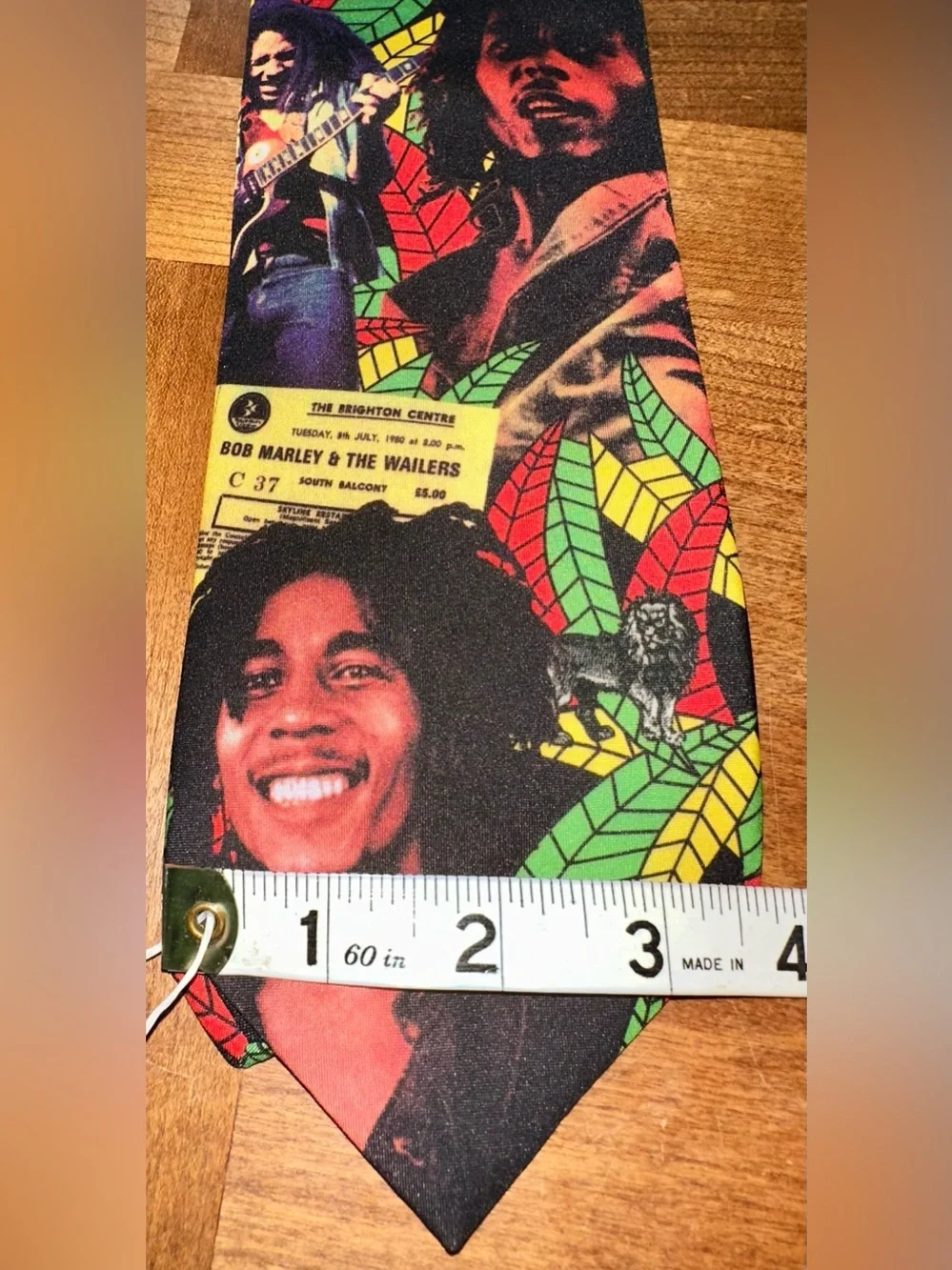 Ralph Marlin Bob Marley and The Wailers Collage Tie with Green Red Yellow Black